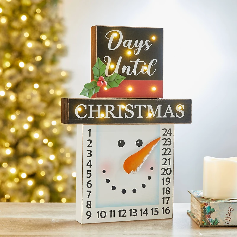 Glitzhome® 15" LED Christmas Snowman Countdown Décor