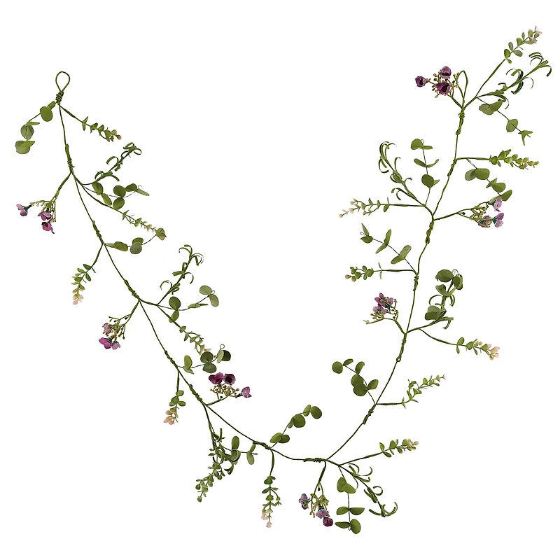 5ft. Purple Blossom & Eucalyptus Mix Coiled Garland by Ashland®