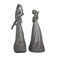 Set of 2 Grey Resin Traditional Sculpture, 22" x 11" x 6"