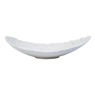 Hello Honey® 10" Matte White Decorative Textured Aluminum Bowl with Raw Edge