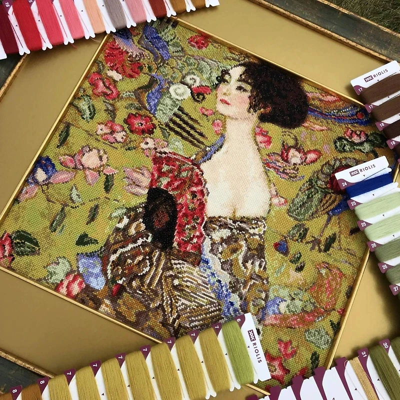 RIOLIS Lady with a Fan After Gustav Klimt Counted Cross Stitch Kit