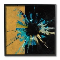 Stupell Industries Blue, Black, & Gold Abstract Circle Black Framed Wall Art