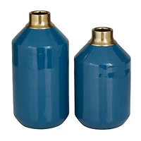 The Novogratz Blue Metal Modern Vase, 10" x 5" x 5"