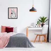 Stupell Industries Pink Vampire Fashionista Drinking Wine Framed Floater Canvas Wall Art