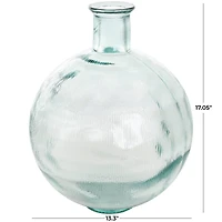 17" Clear Ribbed Round Glass Spanish Vase
