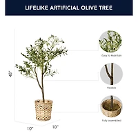 American Art Decor 4ft. Olive Tree in Woven Basket