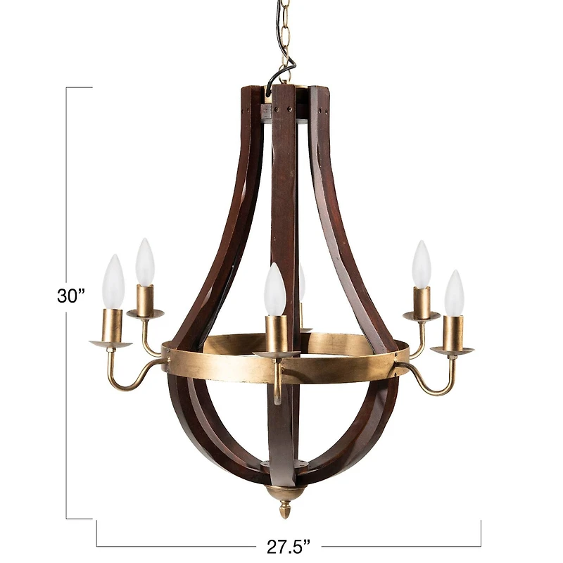 Hello Honey® 30'' Gold Wood & Metal Chandelier