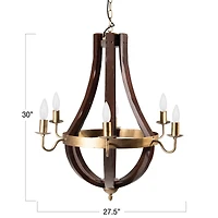 Hello Honey® 30'' Gold Wood & Metal Chandelier