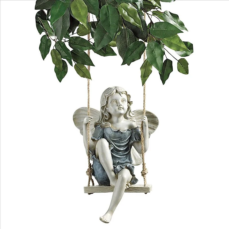 Design Toscano 11.5" Summertime Fairy on a Swing Statue