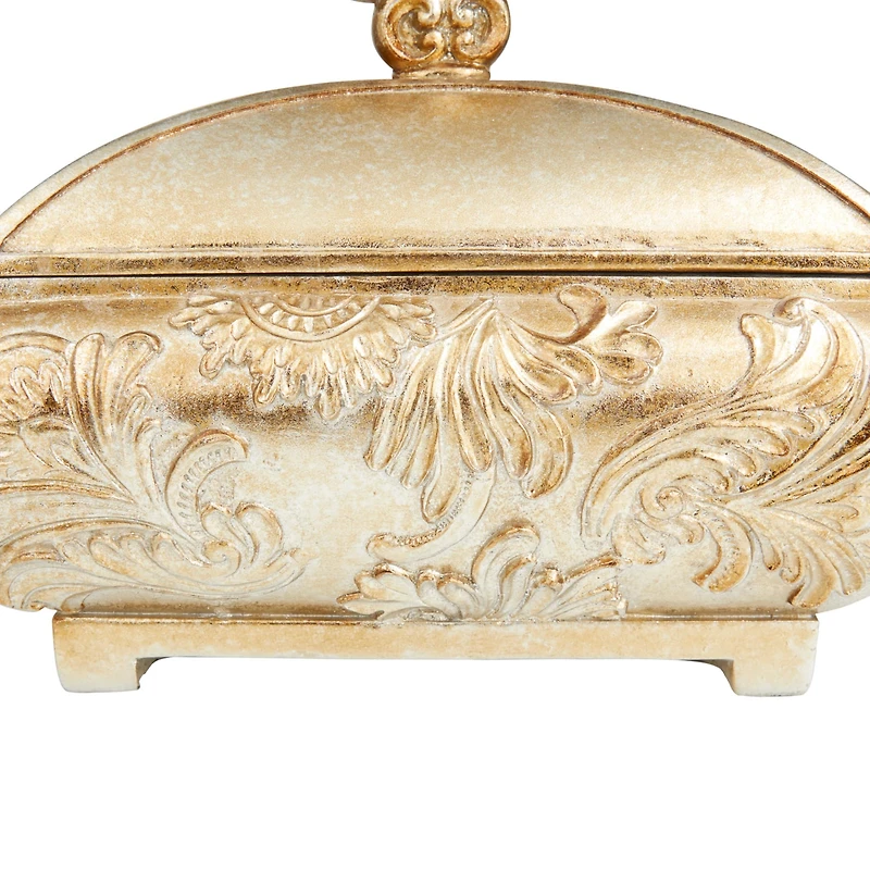 11" Gold Rectangular Traditional Decorative Jar