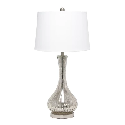 Lalia Home 29" Speckled Mercury Tear Drop Table Lamp with White Fabric Shade