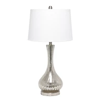 Lalia Home 29" Speckled Mercury Tear Drop Table Lamp with White Fabric Shade