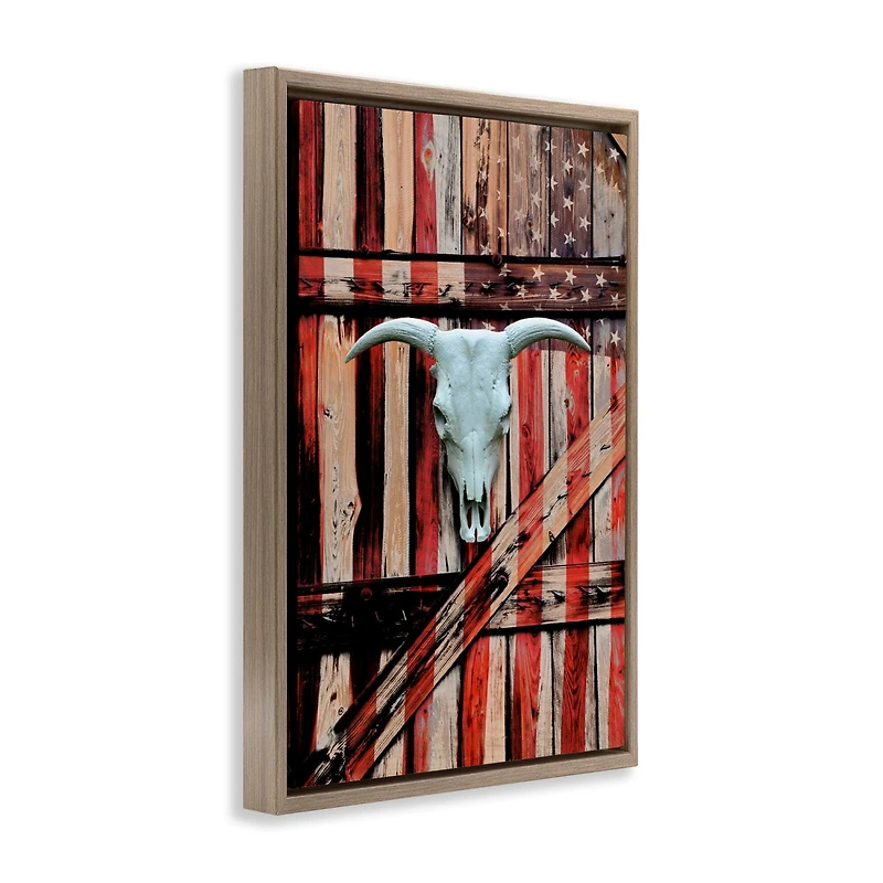 Stupell Industries Patriotic Cow Skull Floater Framed Art
