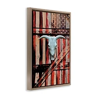 Stupell Industries Patriotic Cow Skull Floater Framed Art