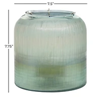 8" Turquoise Glass Contemporary Candlestick Holder