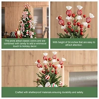Glitzhome® 24" Christmas Red & White Candy Pick, 4ct.
