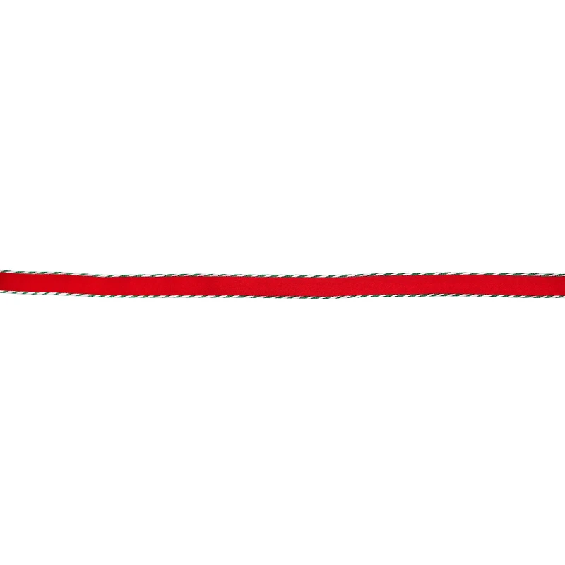 3/8" x 30ft. Red with Green Twist Edge Ribbon by Celebrate It®
