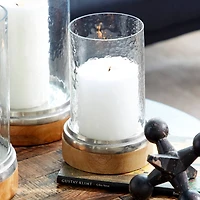 Clear Aluminum Traditional Hurricane Lamp Set