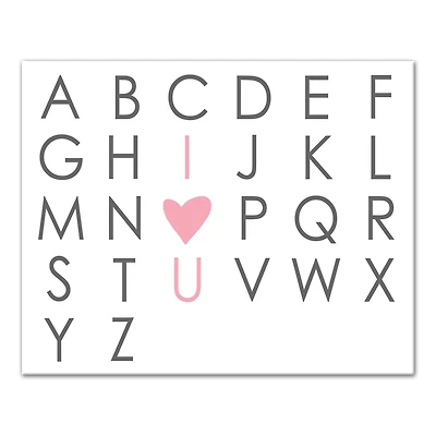 I Heart You Alphabet Canvas Wall Art
