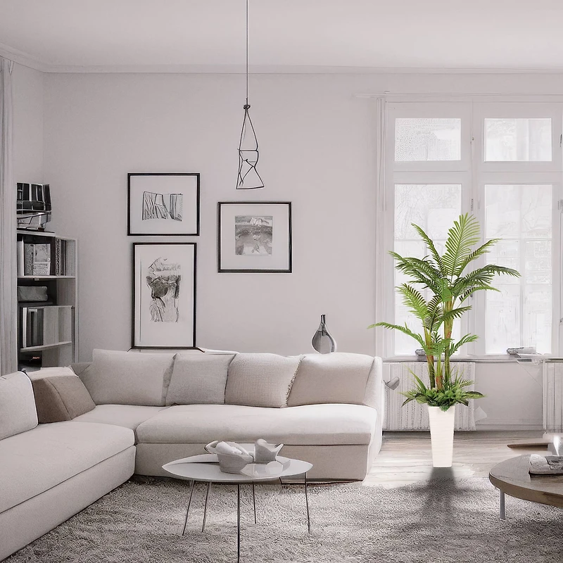 6ft. Artificial Areca Palm Tree in White Decorative Pot