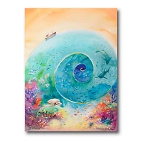 Designart - Turquoise Ocean Spiral With Coral Reef Fishes