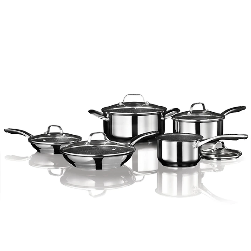 Stainless Steel Non-Stick 10-Piece Cookware Set With Stainless Steel Handles