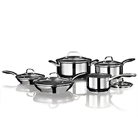 Stainless Steel Non-Stick 10-Piece Cookware Set With Stainless Steel Handles