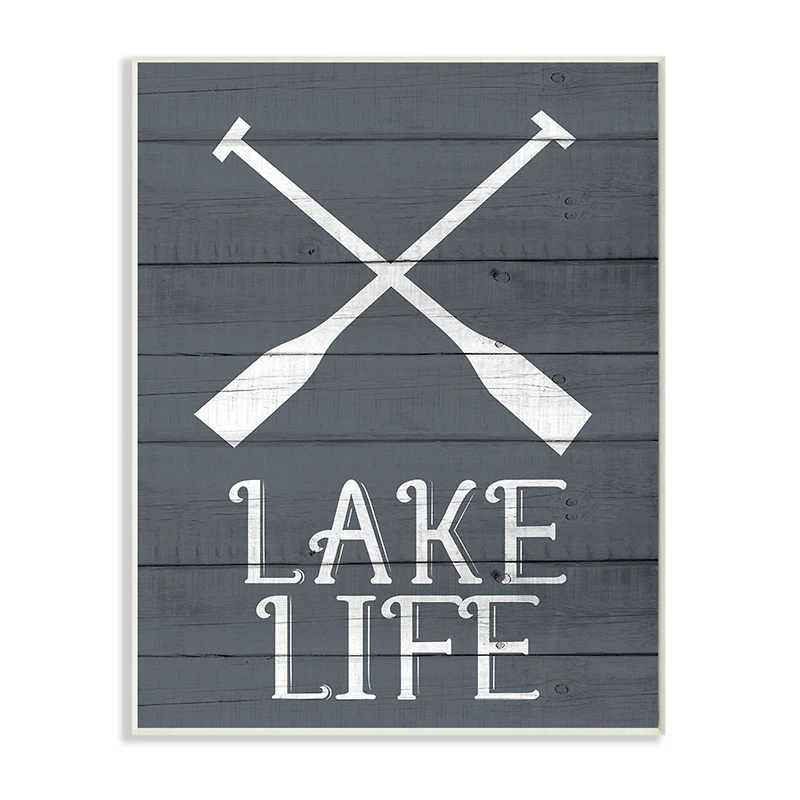 Stupell Industries Nautical Blue Lake Life Wooden Wall Plaque