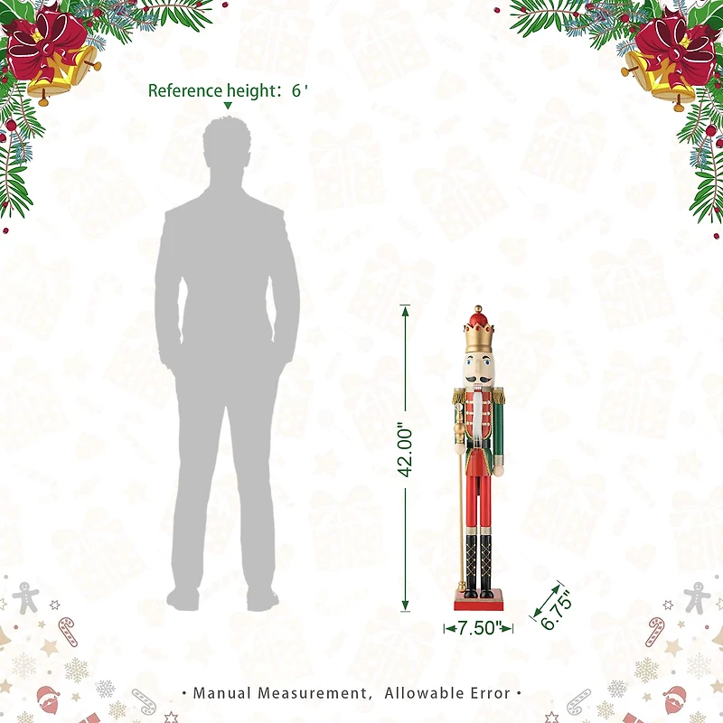Glitzhome® 42" Wooden Christmas King Nutcracker