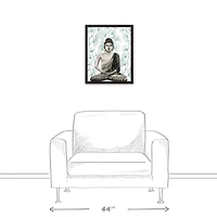 Sitting Buddha on Gingko Black Framed Wall Canvas