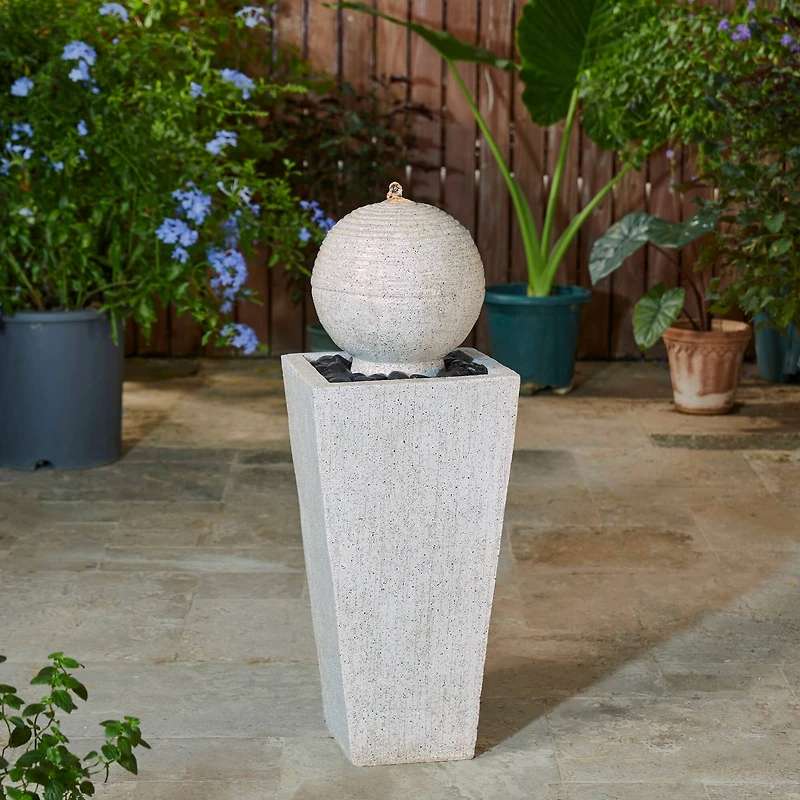 Glitzhome® 32" Rippling Floating Sphere Outdoor Fountain with LED Light