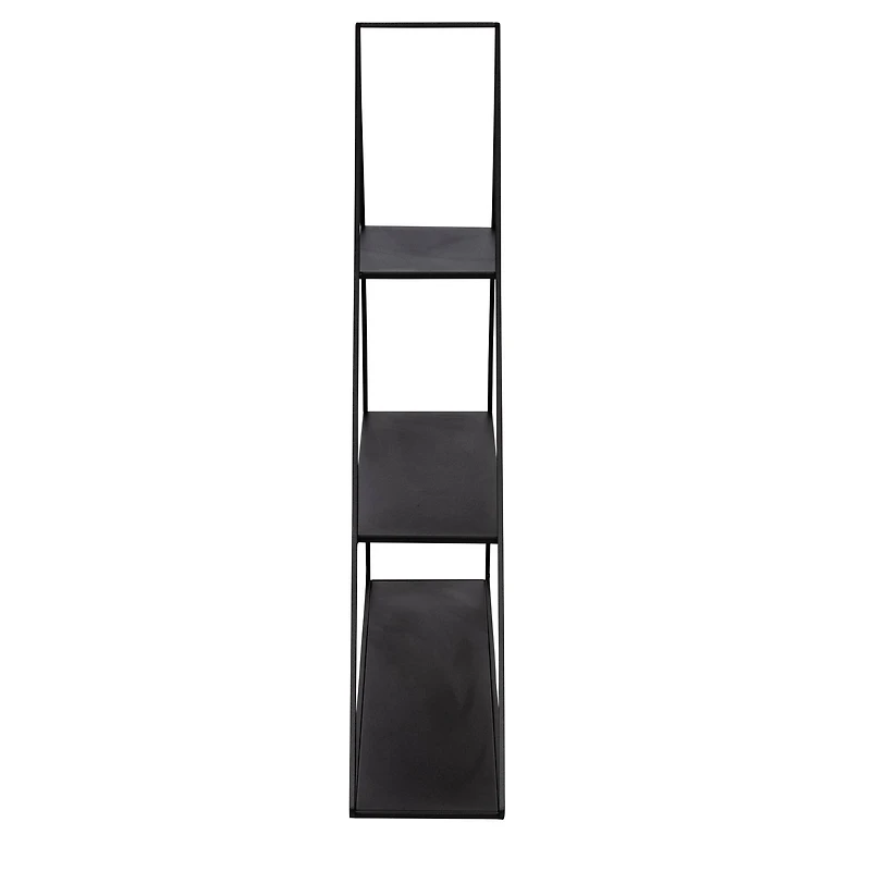 Honey Can Do 28" Black Three-Tier Triangle Decorative Metal Wall Shelf