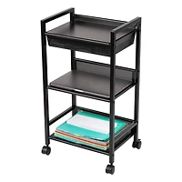 Mind Reader Cart with Covered Compartment, Office Organizer, Storage, 3-Tier, Office, Metal