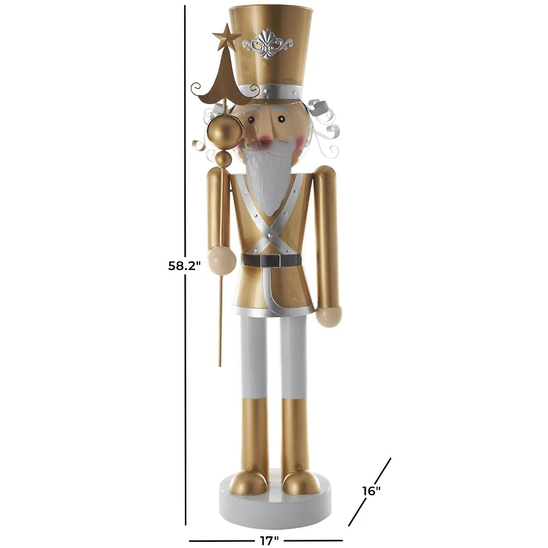 58" Gold & Silver Standing Nutcracker Sculpture