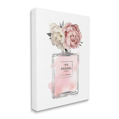 Stupell Industries Vintage Soft Flowers in Pink Fashion Fragrance Bottle Canvas Wall Art