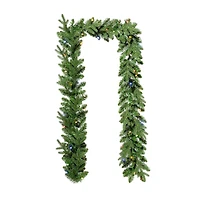 Glitzhome® 9ft. Pre-Lit Greenery Christmas Garland with Timer