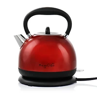 MegaChef 1.7L Red Cordless Half Round Electric Stainless Steel Tea Kettle