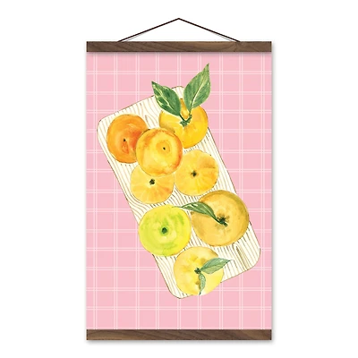 Watercolor Citrus Board Teak Hanging Canvas