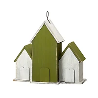 Glitzhome® 14.75" Distressed Wood Villa Birdhouse with 3D Ladder