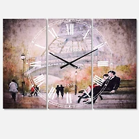 Designart Love In Paris VI Traditional 3 Panel Wall Clock