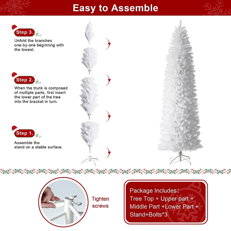 9ft. Unlit Pencil Tinsel Artificial Christmas Tree