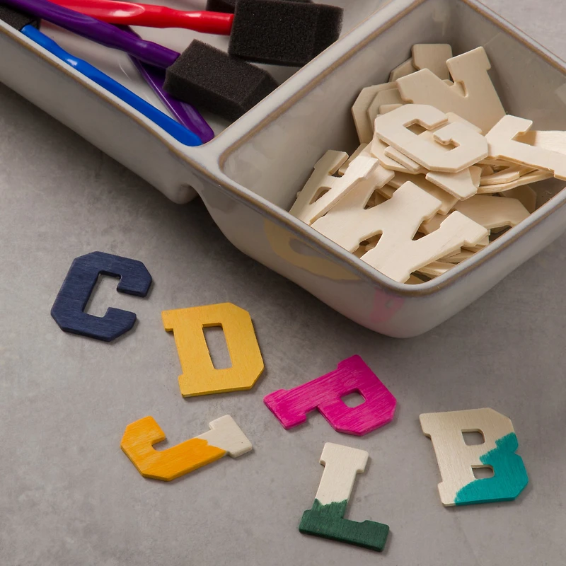 6 Packs: 36 ct. (216 total) 1.75" Wood Varsity Letters by Make Market®