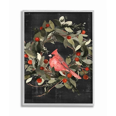 Stupell Industries Red Cardinal In Wreath Design Framed Wall Art