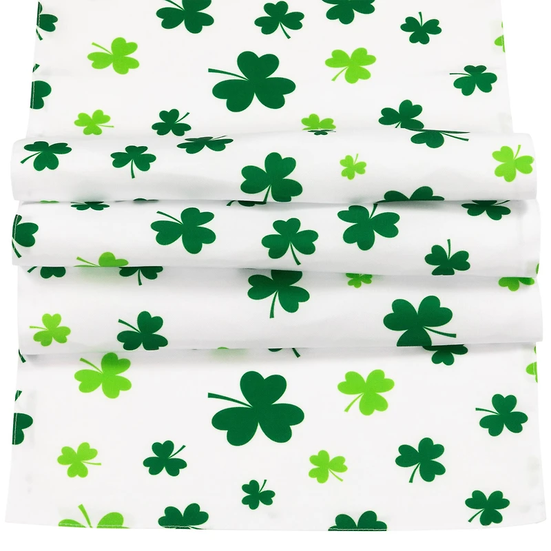 72" White & Green Shamrock St. Patrick's Day Table Runner