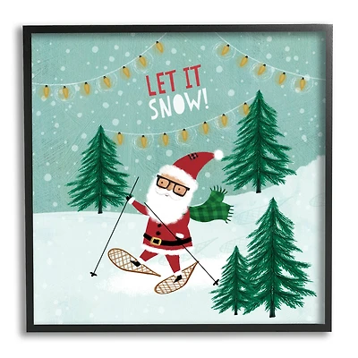 Stupell Industries Let It Snow Santa Snowshoeing Framed Giclee Art