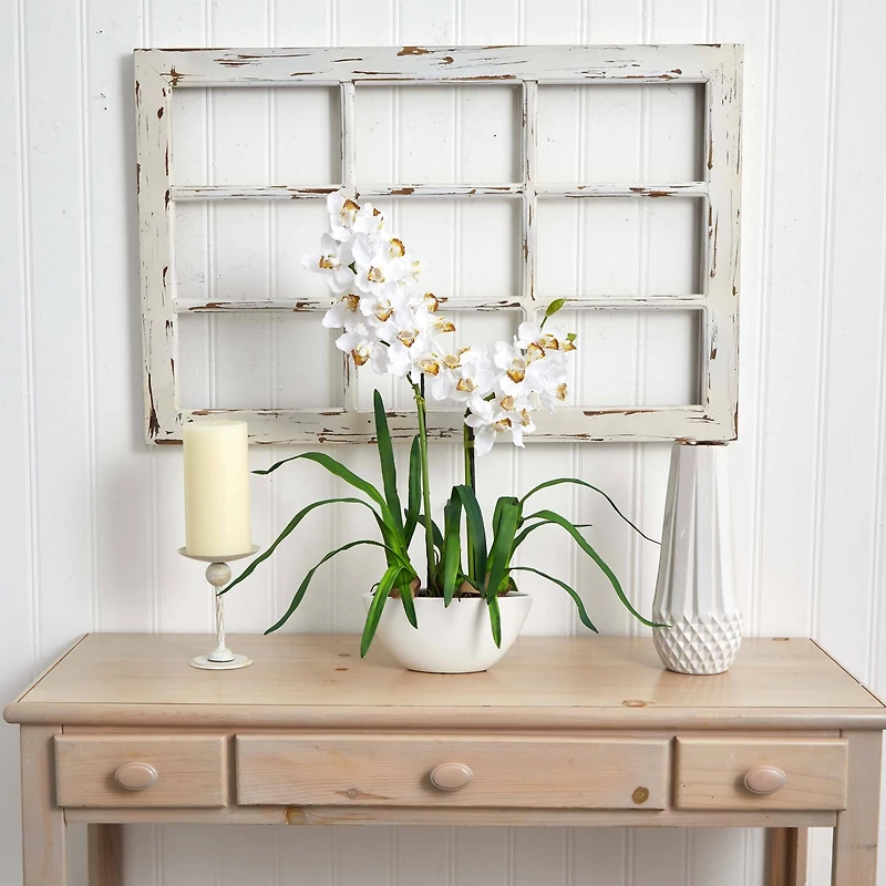 2.5ft. White Boat Orchid in White Vase