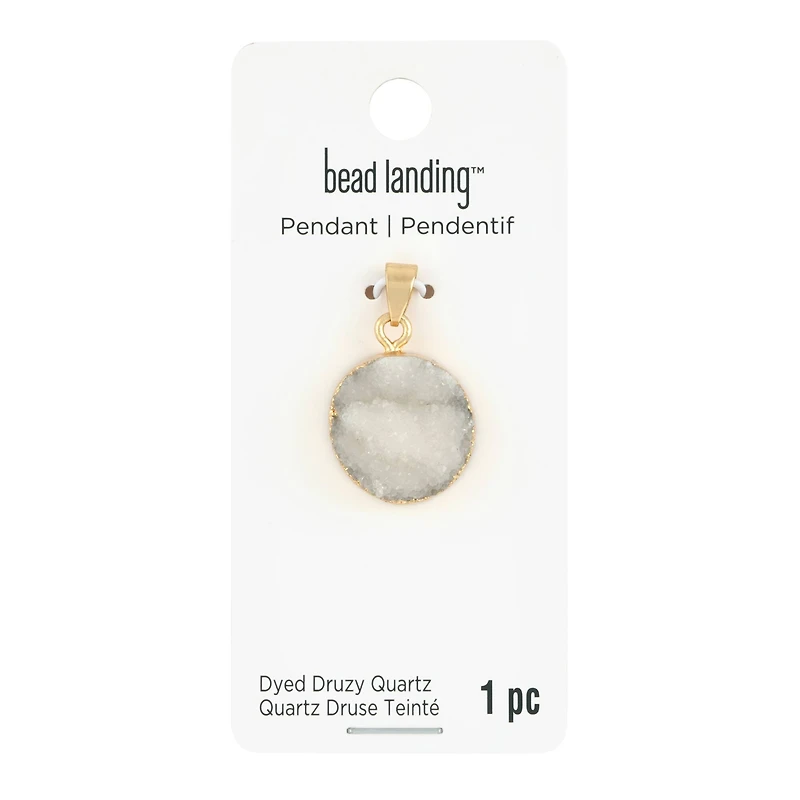 Dyed Druzy Quartz Round Pendant by Bead Landing