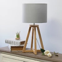 Simple Designs 19" Interlocked Triangular White Wood Table Lamp with Gray Shade