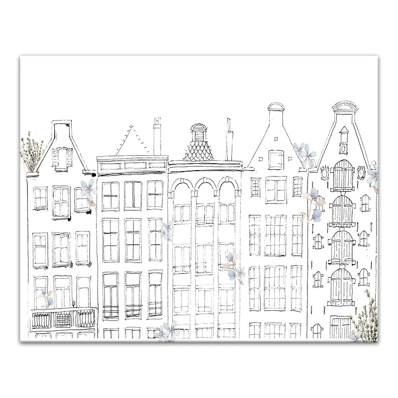 Sketchy Buildings 16" x 20" Canvas Wall Art