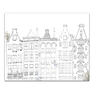 Sketchy Buildings 16" x 20" Canvas Wall Art